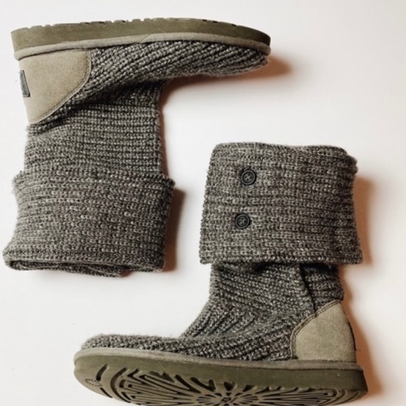 UGG Grey/Gray Cardy Knit Boot 7 - Picture 2 of 8